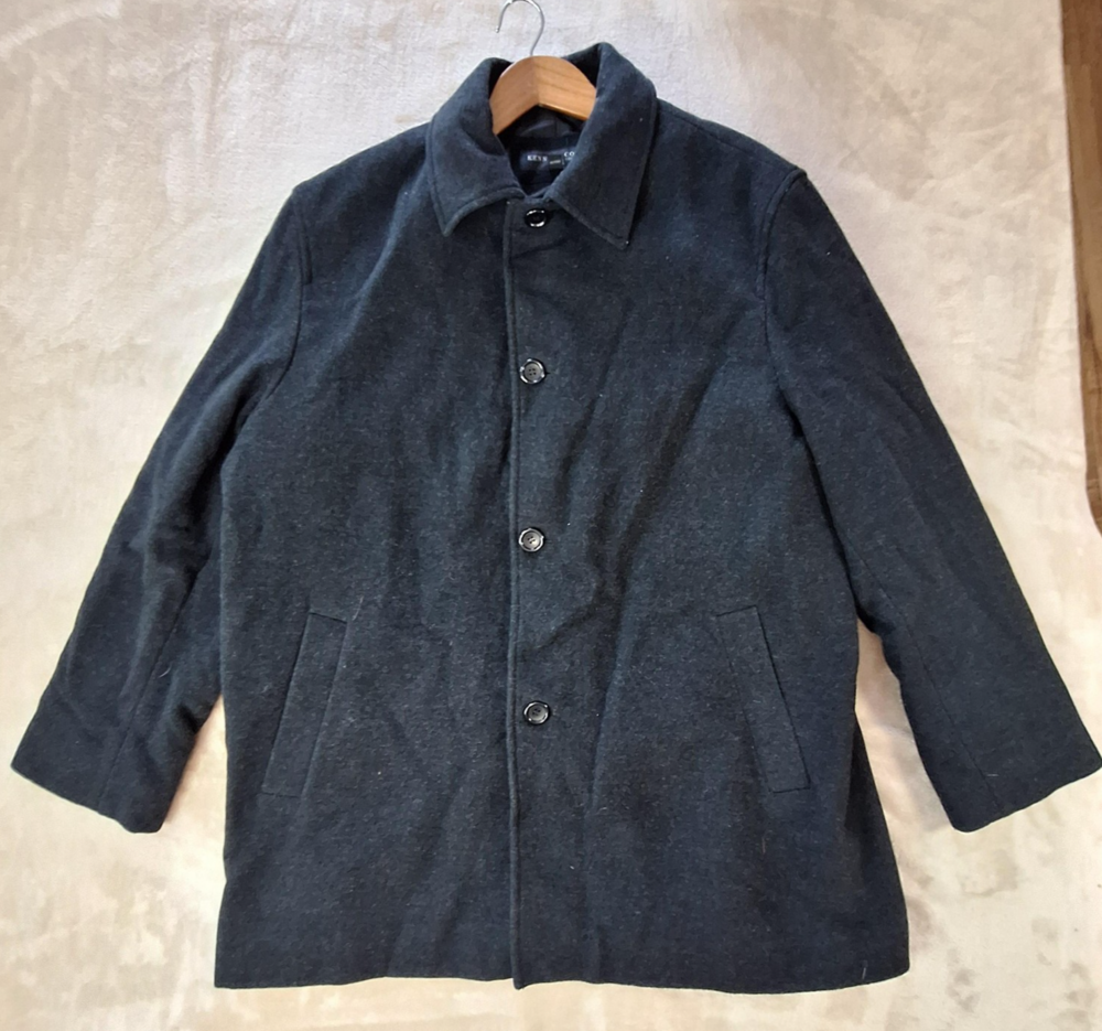 Kenneth Cole New York Coat Mens 2XL Gray Wool Cashmere Overcoat Lined Winter